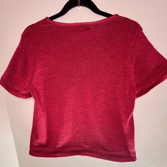 Charter Club Red Knit Short Sleeve Shirt Women’s Size XL - Picture 2 of 5